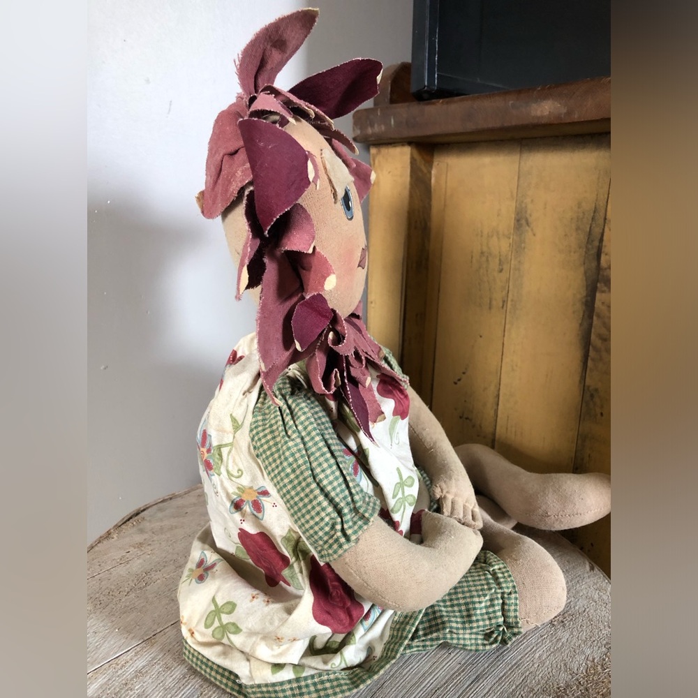 Primitive Flower Doll prim decor rustic country hand painted - Picture 6 of 9